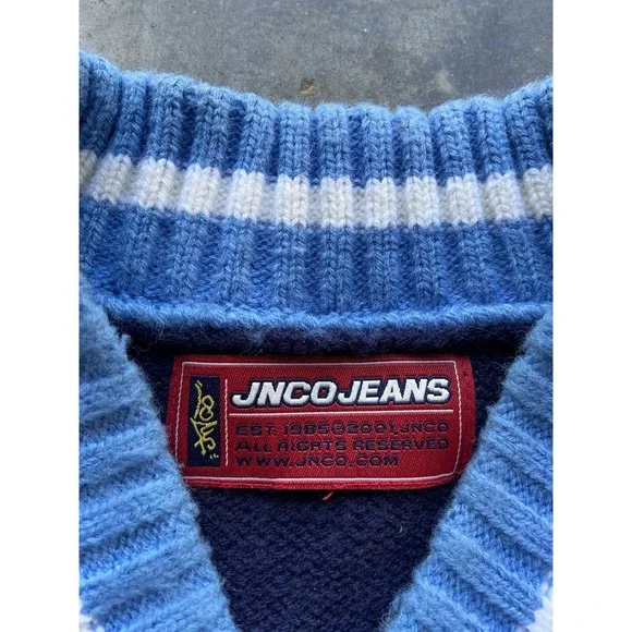 Vintage '01 Y2K Jnco Jeans Acrylic Knit Cricket Sweater Men's XL Skate Baggy 90s